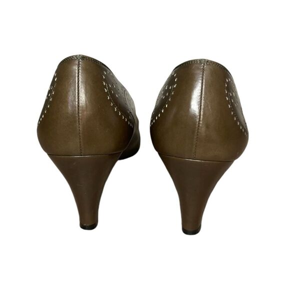Salvatore Ferragamo Extra Narrow Brown Perforated Pumps Women’s 8 - Picture 3 of 8